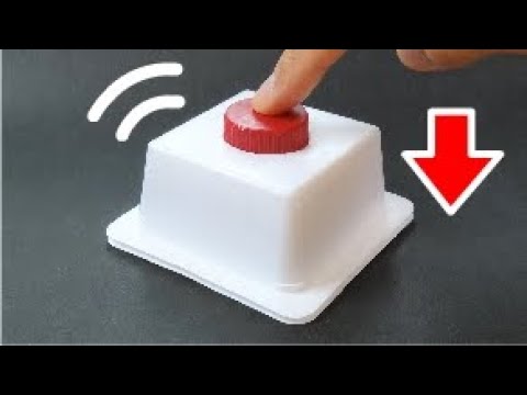 豆腐ケース工作「押したらヤバそうなボタン」"Dangerous Button" Made of Tofu Case 