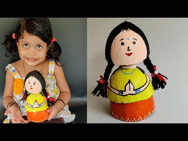 Waste Coconut Shell Craft || Beautiful Girl Out of waste Coconut Shell 