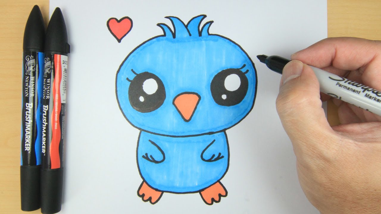 Cara Menggambar Anak Burung | How to Draw a Cartoon Baby Bird 