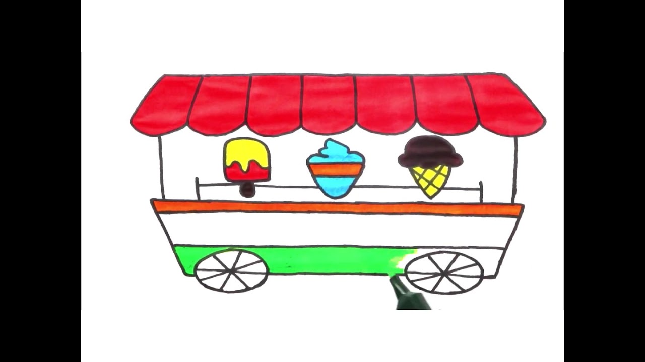 #shorts ice cream shop drawing easy coloring painting with sketch pens 