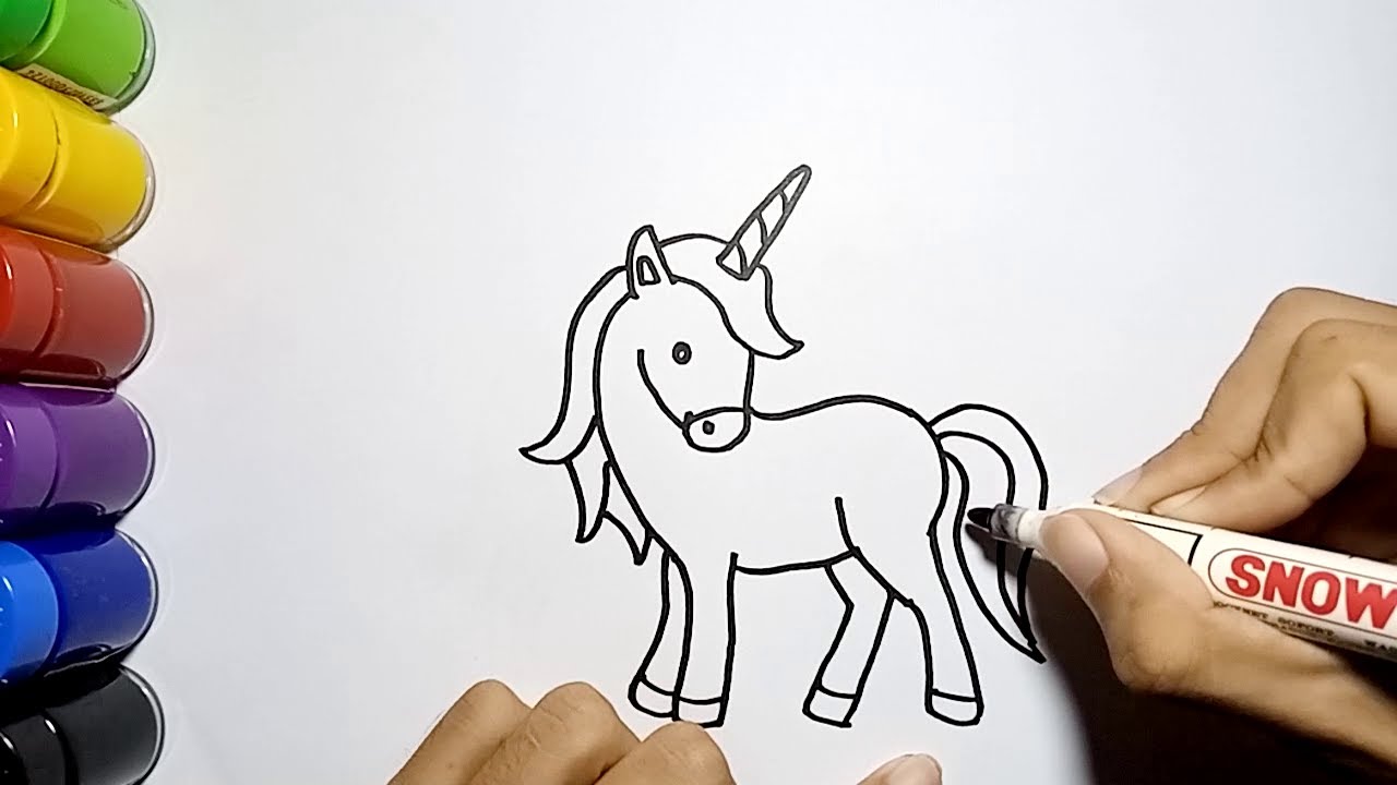 Cara Mudah Menggambar Kuda Unicorn Untuk Pemula | How to draw a unicorn easy 