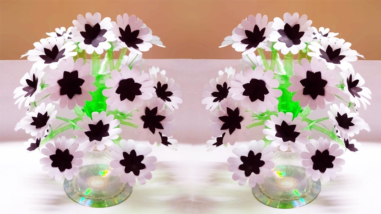 DIY-Paper flowers Guldasta made with Empty Plastic bottles | Paper ka Guldasta Banane ka Tarika gx 