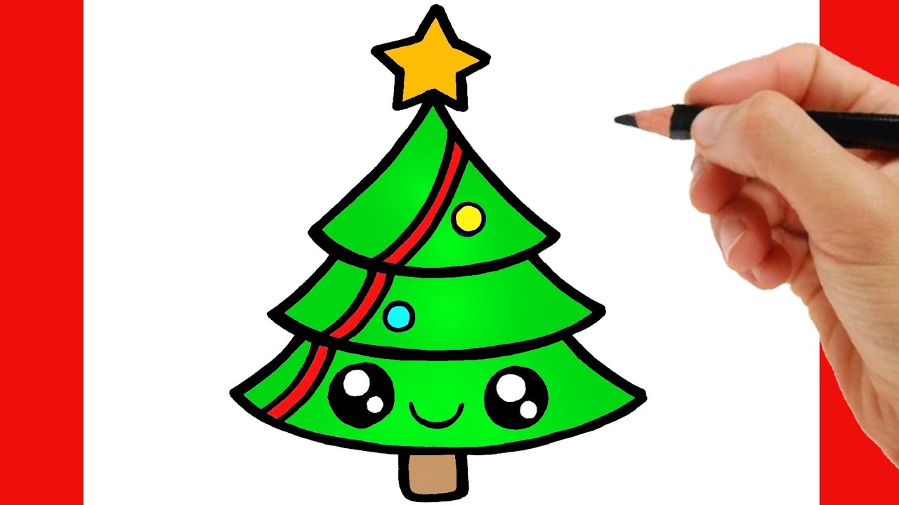 HOW TO DRAW A CHRISTMAS TREE EASY STEP BY STEP 