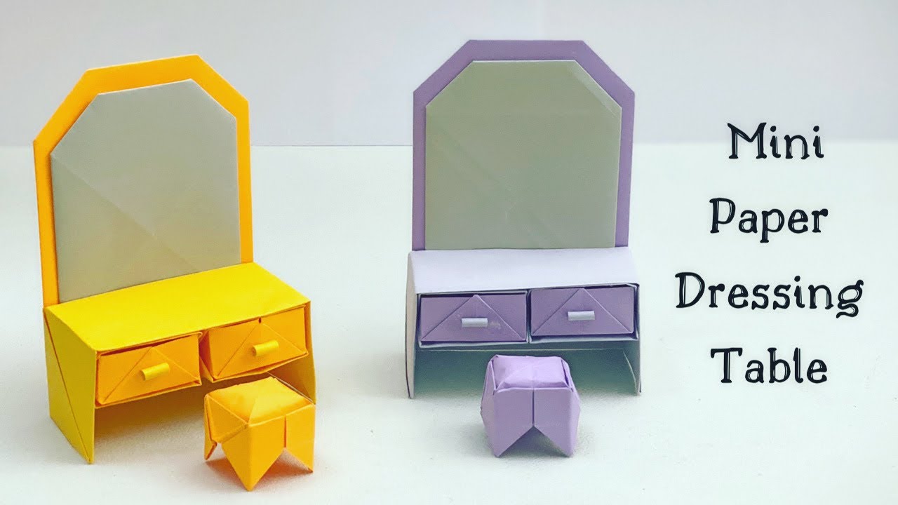 DIY MINI PAPER DRESSING TABLE / Paper Craft / Easy Origami Dressing Table DIY / Paper Crafts Easy 