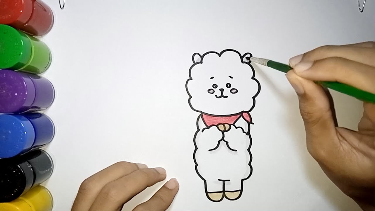 How To Draw RJ BT21 Easy | Menggambar karakter RJ dari BT21 