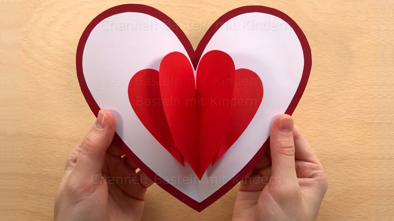Pop Up Karten mit Herz basteln mit Papier - Bastelideen zum DIY Geschenke selber machen 1