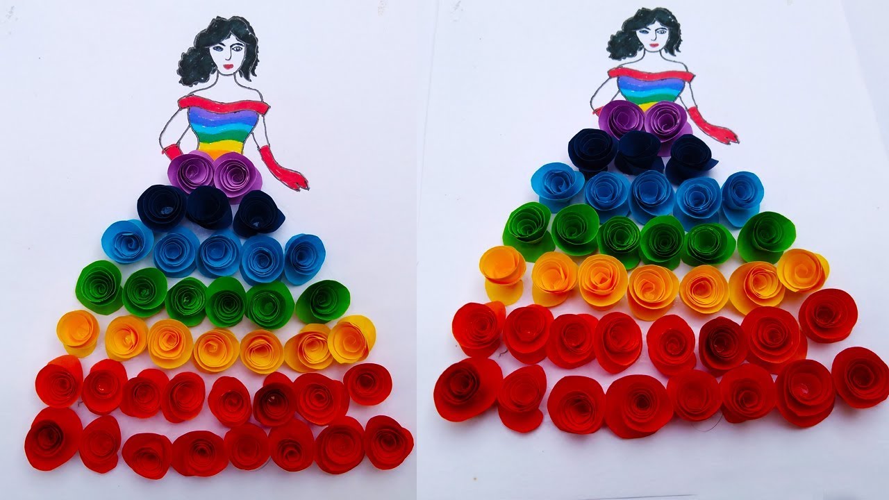 DIY doll decoration idea | best use of doll decoration | Rainbow dress 