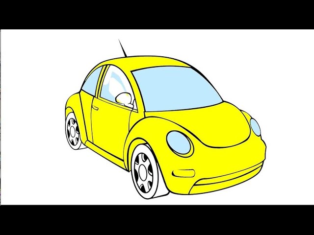 Bagaimana Menggambar Mobil Kuning – Belajar bahasa Inggris – How To Draw Yellow Car