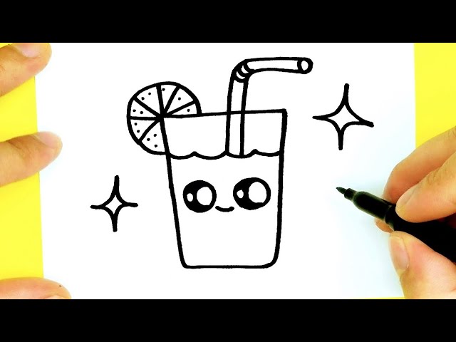 How to draw cute drinking Orange juice, step by step, draw cute things