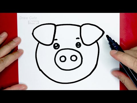 HOW TO DRAW CUTE PIG, DRAW CUTE THINGS