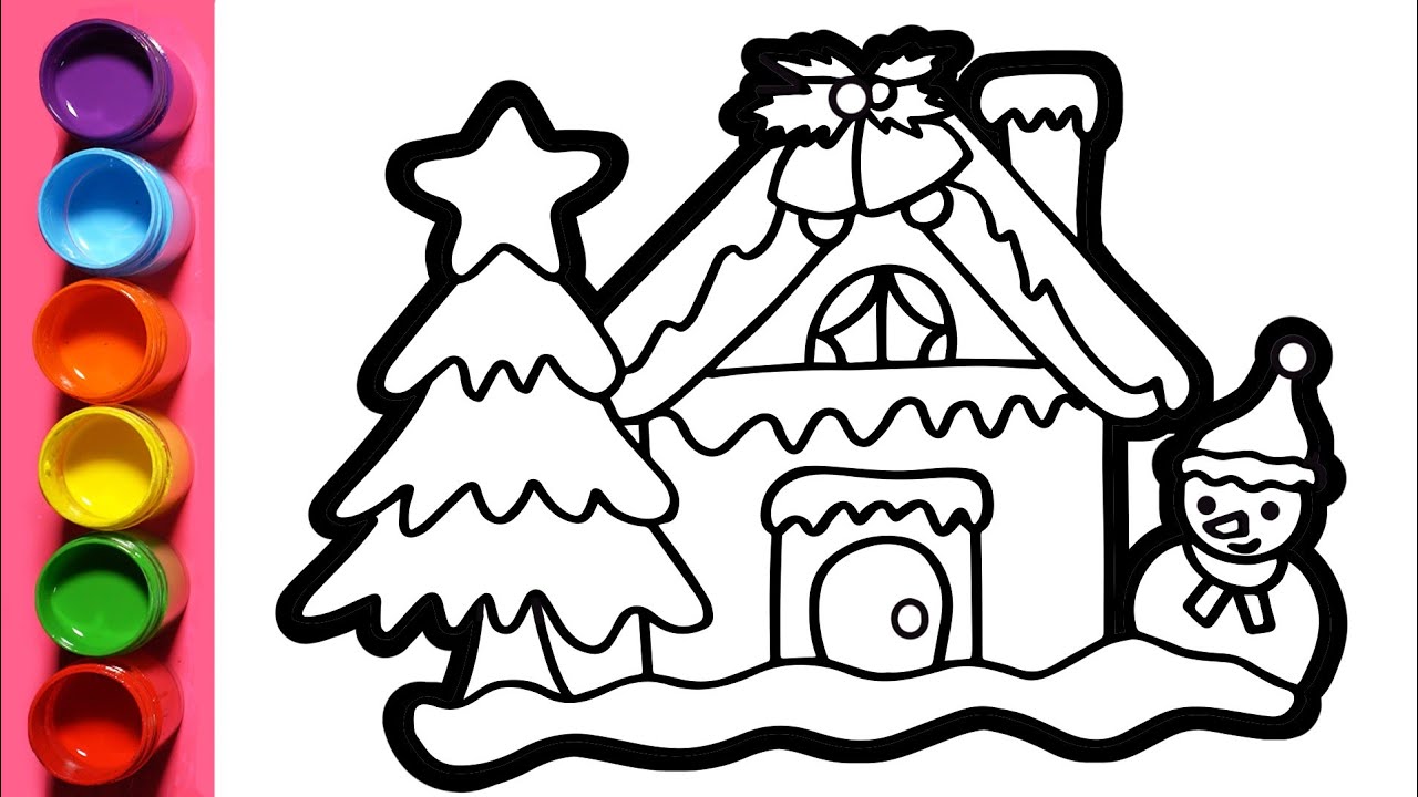 Cara Menggambar dan Mewarnai Christmas House Glitter Rainbow christmas coloring and drawing for Kids