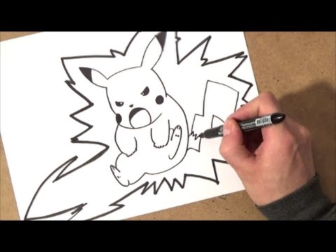 como dibujar un pikachu lanzando rayos | pokemon | paso a paso 