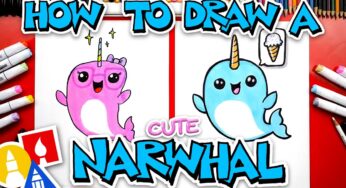 How To Draw A Cute Cartoon Narwhal