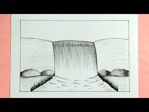 Cara Menggambar Air Terjun – Waterfall Drawing