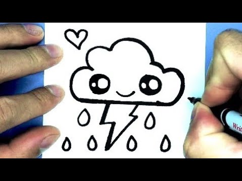 How to draw a cute rainstorm emoji, step by step, draw cute things