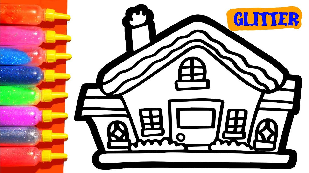 How to draw a house coloring page for kid