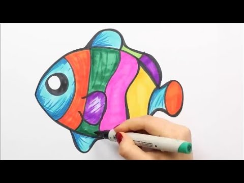 Bagaimana Menggambar Ikan Berwarna-warni – Belajar bahasa Inggris – Pelajari Warna – Pelajari Hewan