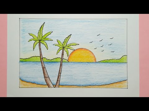 Cara Menggambar Sunset – Sunset Drawing