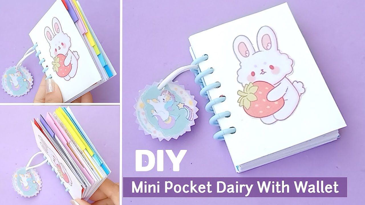 How to make pocket diary with wallet / DIY unicorn notebook / notebook organizer / school craft