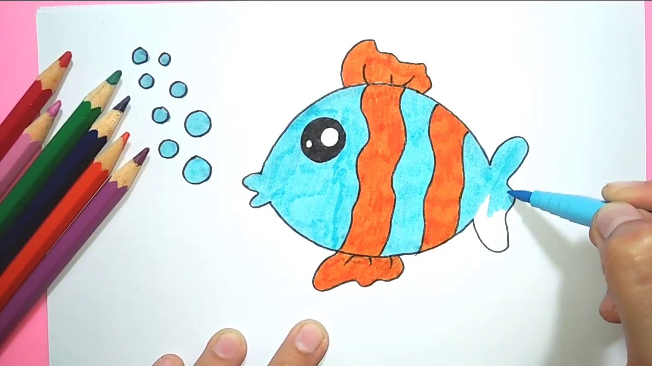 Ikan Lucu - Mari Belajar Menggambar dan Mewarnai Ikan 