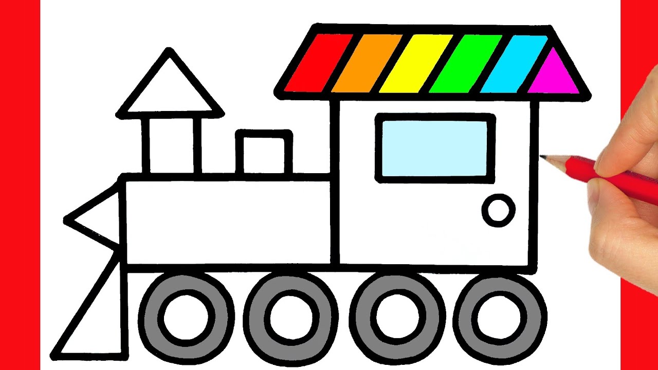 Comment dessiner un train – pages de coloriages