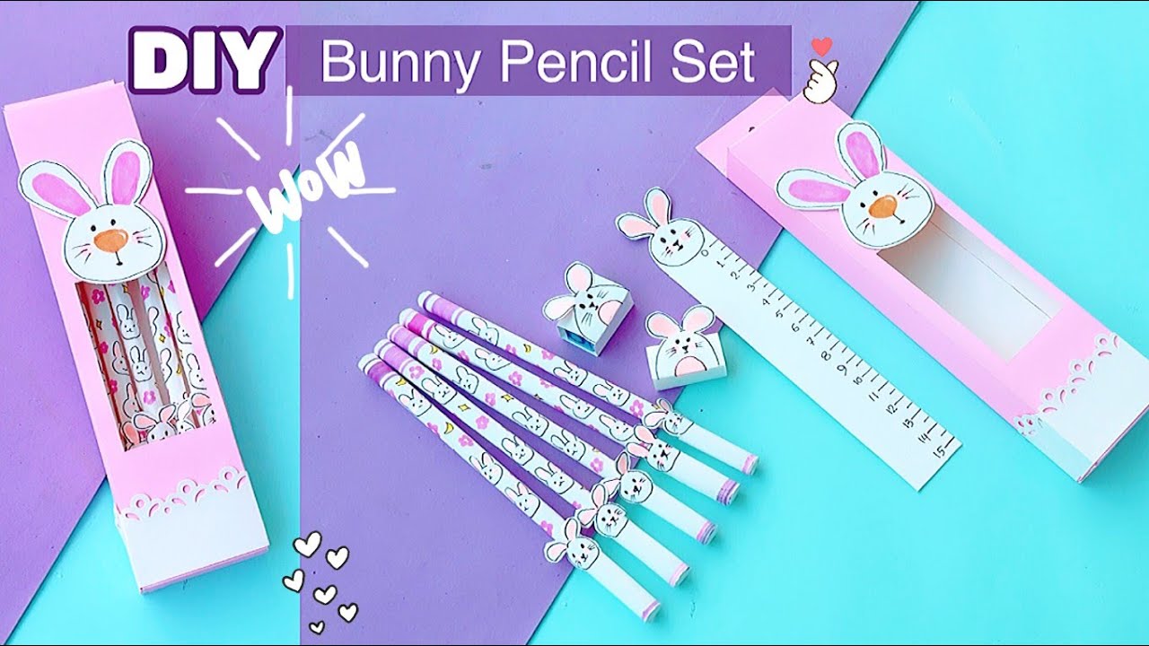 DIY Easy School Supplies-Back to school hacks / Cute Pencil Set / Homemade Pencil Set Idea