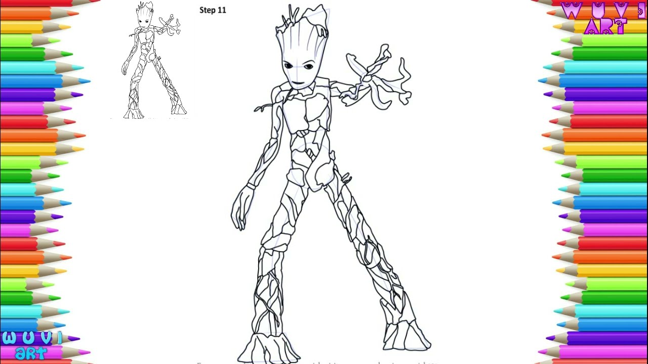 How to Draw Groot from Avengers Infinity War Step by Step Drawing tutorial