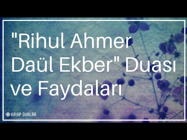 “Rihul Ahmer Daül Ekber” Duası ve Faydaları | Kayıp Dualar