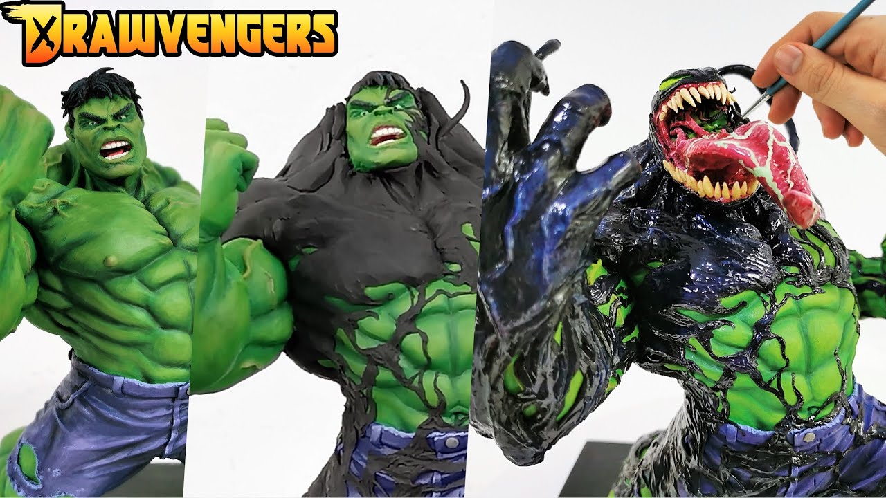 Como hacer a VENOM Hulk escultura de plastilina | Como VENOMIZAR a HULK | Drawvengers #2