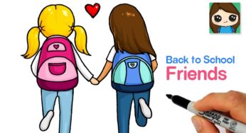 How to Draw Best Friends Holding Hands 💕Back to School