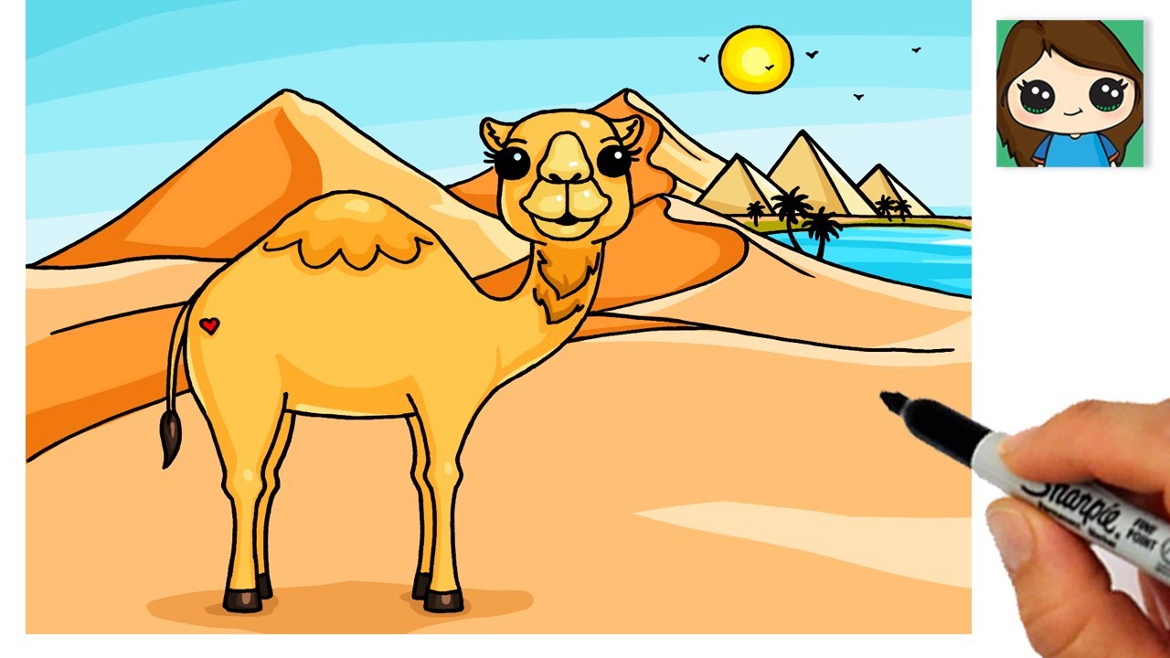 How to Draw a Camel 🐪 Desert Landscape Scenery Art