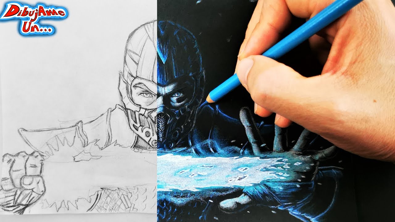 Como dibujar a SUB-ZERO con Lápices de colores Mortal Kombat || How To Draw Sub-Zero || DibujAme Un