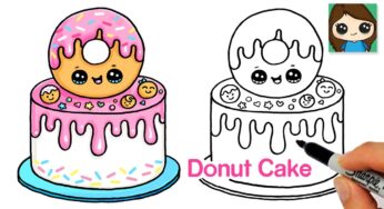 How to Draw a Donut Cake 🍩🎂Cute Food Art