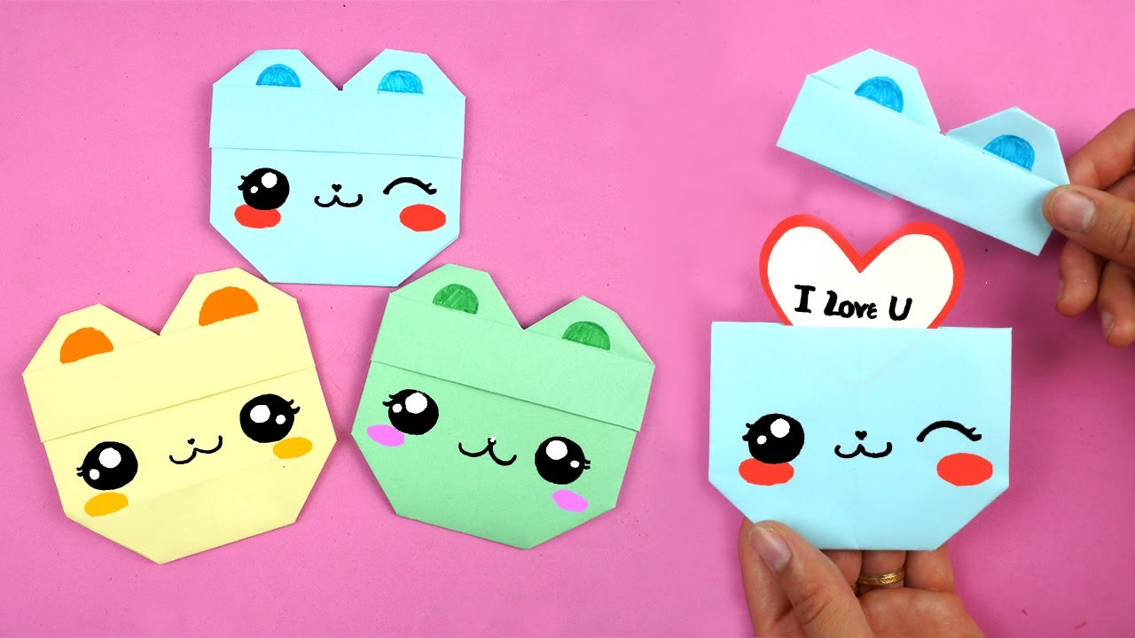 Origami Briefumschlag basteln – Briefumschlag falten – Süßes Emoji DIY Geschenk | DIY Bastelideen