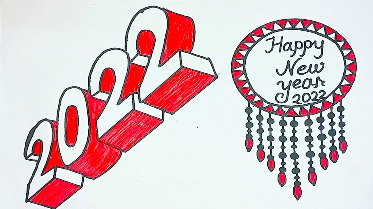 New Year Drawing 2022 || Happy New Year Drawing 2022 || 2022 drawing/2022 new year drawing