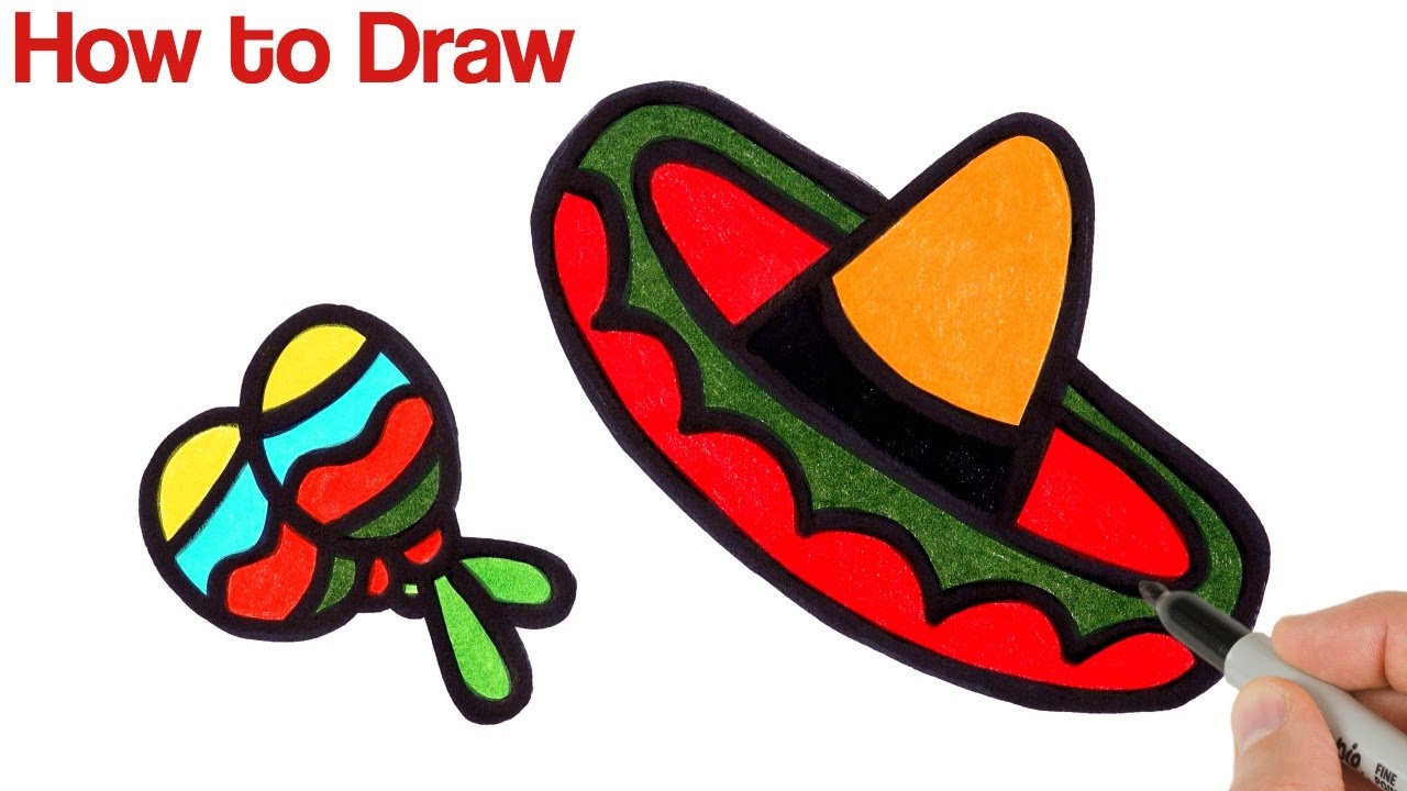 How to Draw Cinco de Mayo Celebration ( Sombrero Maracas )