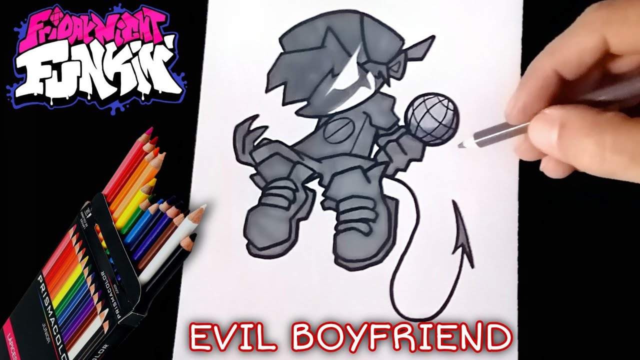 COMO DIBUJAR A EVIL BOYFRIEND DE FRIDAY NIGHT FUNKIN | FÁCIL | how to draw evil boyfriend from fnf