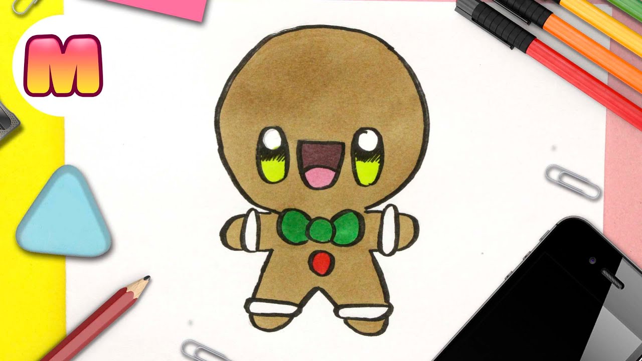 COMO DIBUJAR UNA GALLETA DE NAVIDAD KAWAII 🎄 Dibujos navideños faciles 🎄 Dibuja de una manera facil