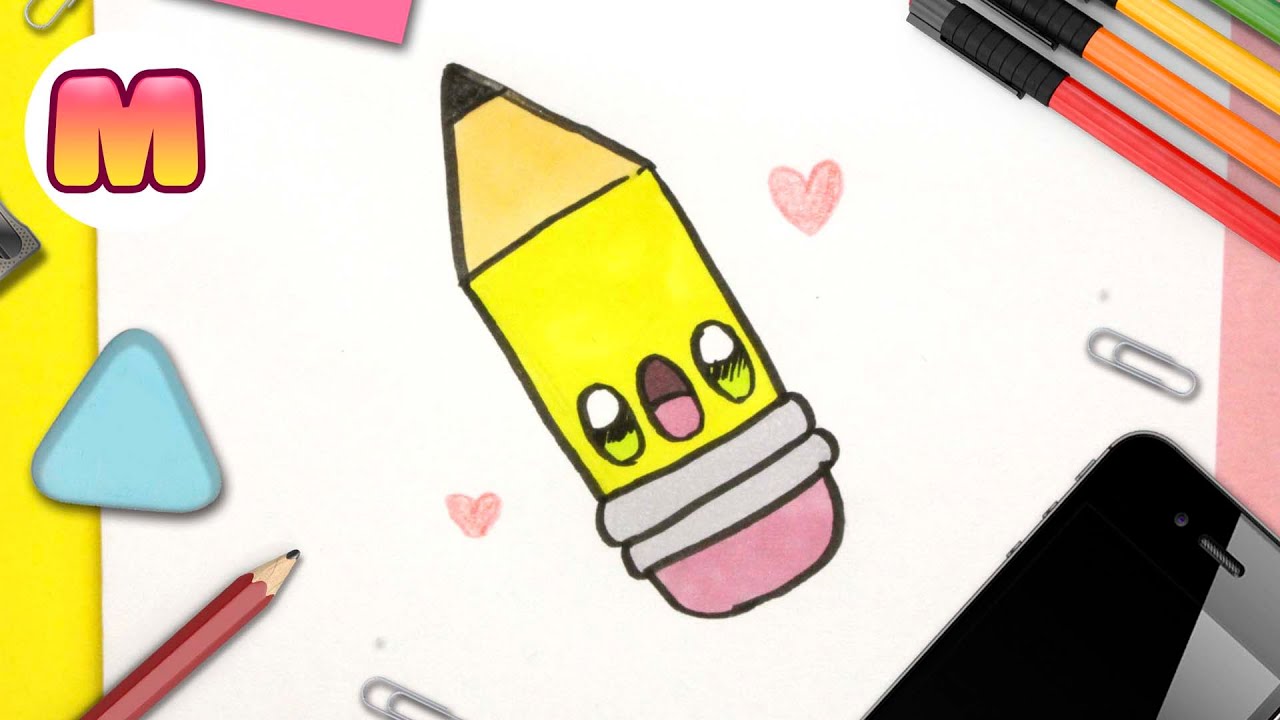 COMO DIBUJAR UN LAPIZ KAWAII – dibujos kawaii faciles – como dibujar utiles escolares con JAPE