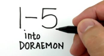 VERY EASY , How to turn numbers 1-5 into DORAEMON cartoon manga from japan / how to draw doraemon