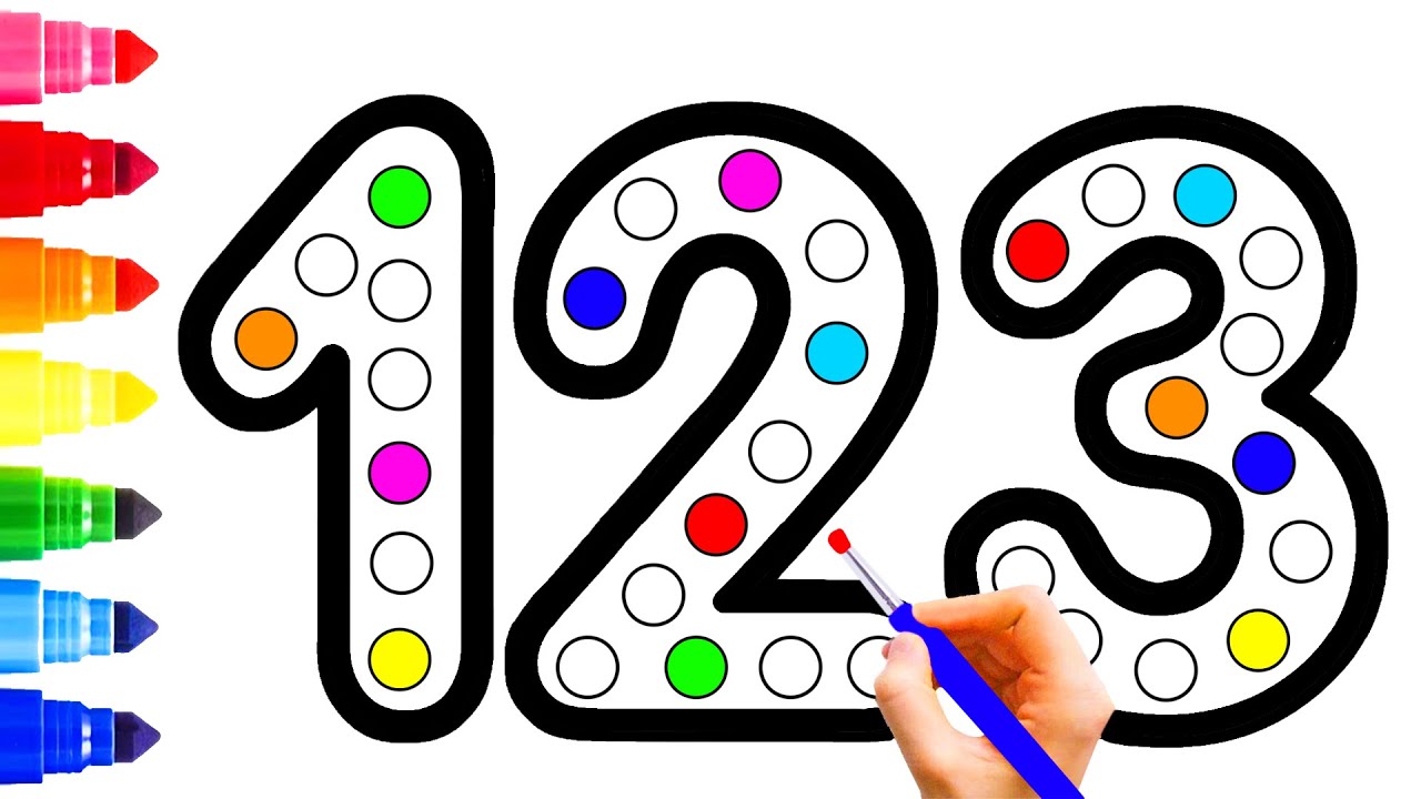 How to draw set of Number Pop it for kids – 1 2 3 Number Drawing and Coloring