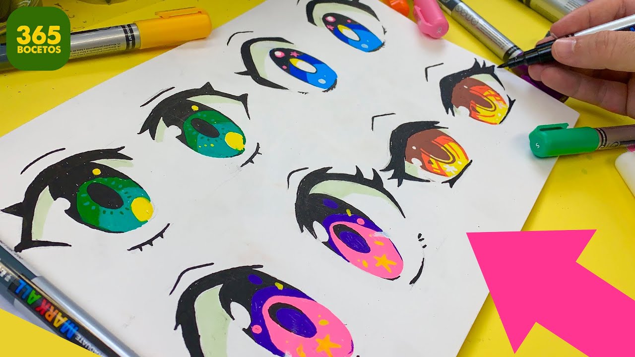 COMO DIBUJAR OJOS ANIME ⭐️ como aprender a dibujar con dibujos faciles ⭐️ con 365BOCETOS