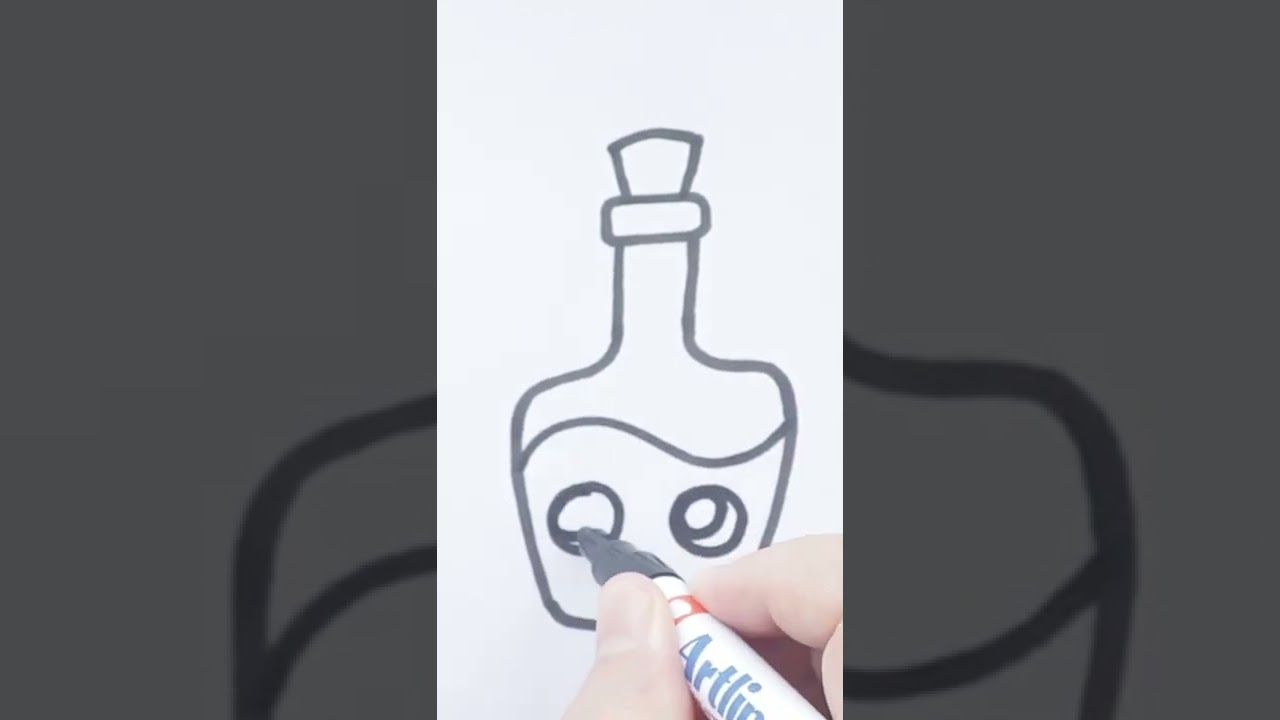 CÓMO DIBUJAR UNA BOTELLA kawaii | Dibujos Rápidos #dibujo #botella #kawaii #shorts