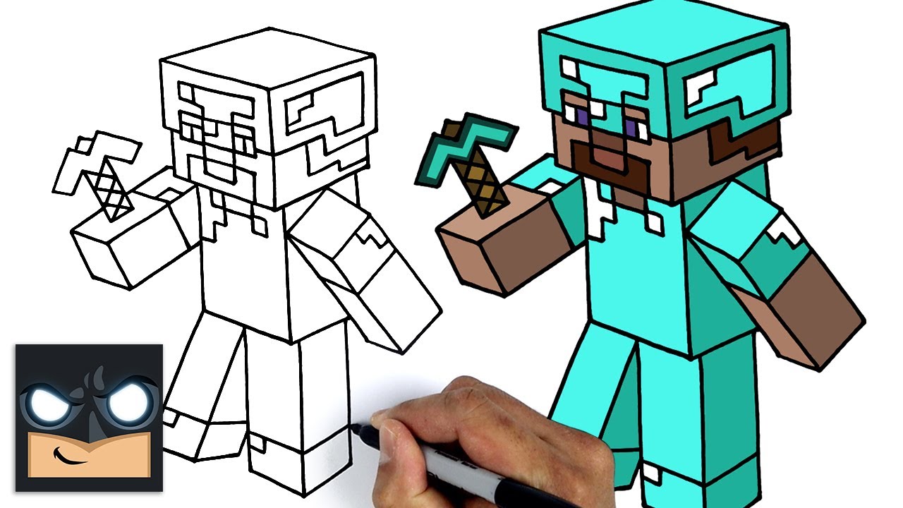 How To Draw Minecraft | Diamond Armor Steve