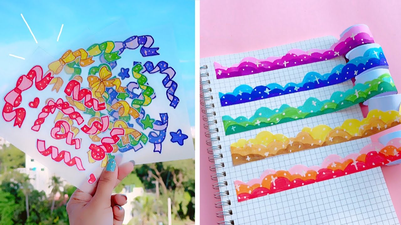 Make a Kawaii Sticker’s & Washi Tape for Journal | Easy way to make handmade Sticker & Washi Tape