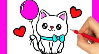 HOW TO DRAW A CUTE CAT EASY – DRAWING A KITTEN EASY STEP BY STEP – DRAWING AND COLORING A CUTE CAT