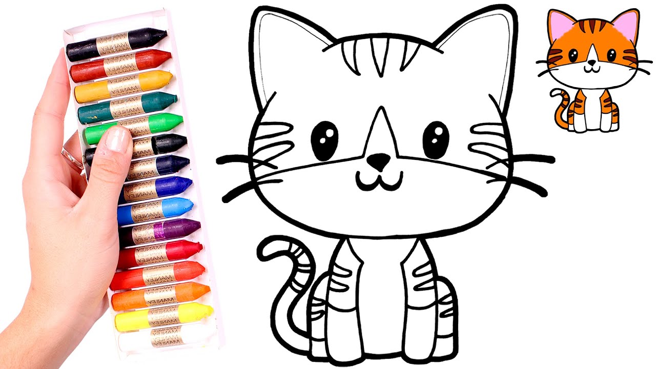 Dibuja y colorea un GATITO 🐱🌈 Dibujos para niños