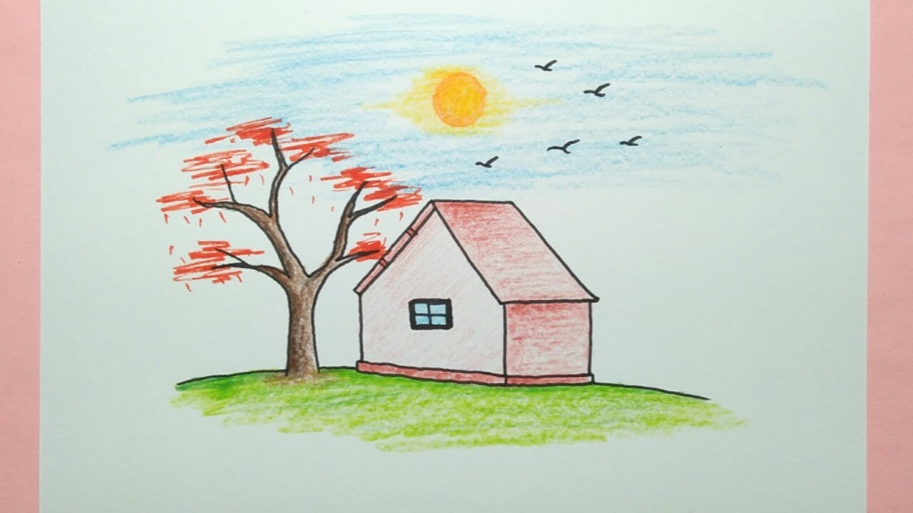 Cara menggambar rumah – How to draw a house