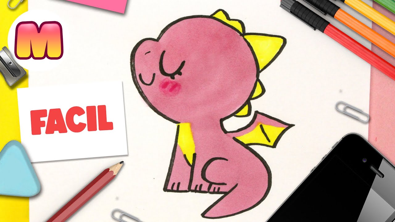 COMO DIBUJAR UN DRAGON KAWAII 🔥 Muy FACIL 🔥 Paso a Paso y muy kawaii