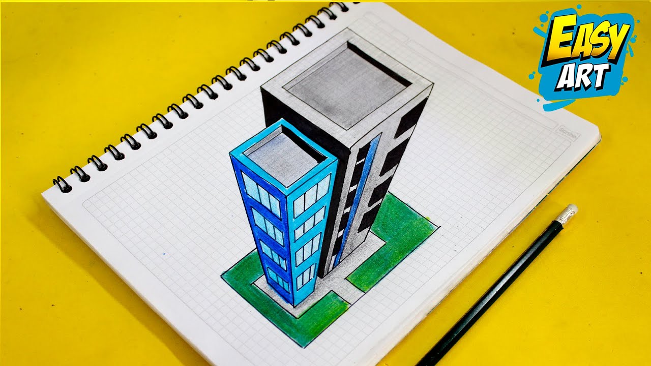 ✅ Dibujos 3D – Como Dibujar EDIFICIOS 3D a lapiz – Dibujos a Lapiz – Easy Art